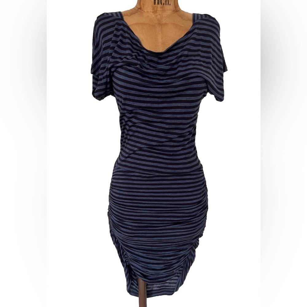 BCBGMaxAzria Blue and Black Ruched Mini Dress NWOT